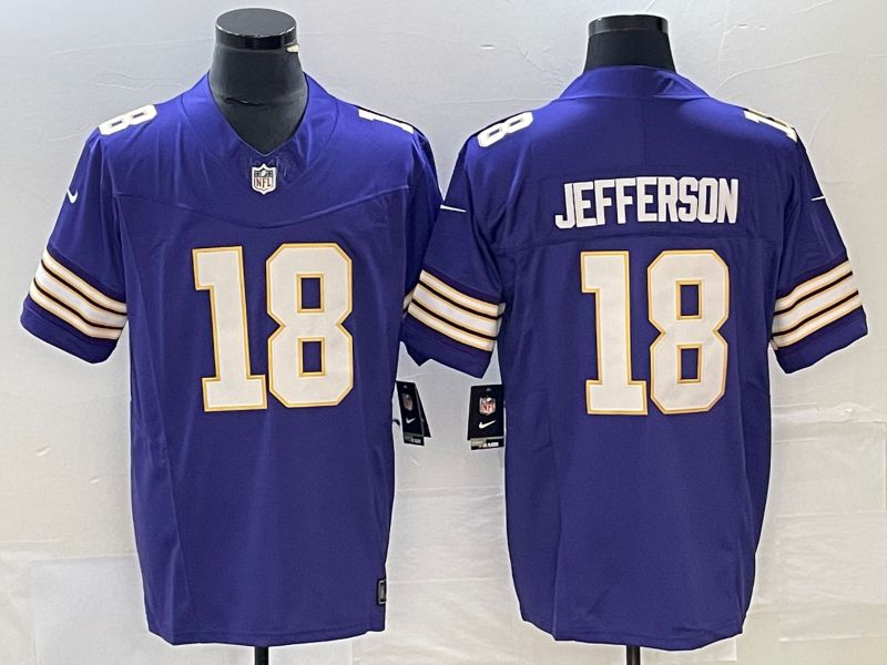 Men Minnesota Vikings #18 Jefferson Purple Nike Throwback Player Game NFL Jersey